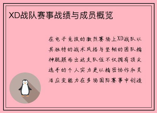 XD战队赛事战绩与成员概览